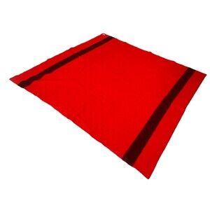 Vintage Highlander Red Striped Wool Blanket Pure Wool Cabin Camp 80x70 L 3.5 Pt